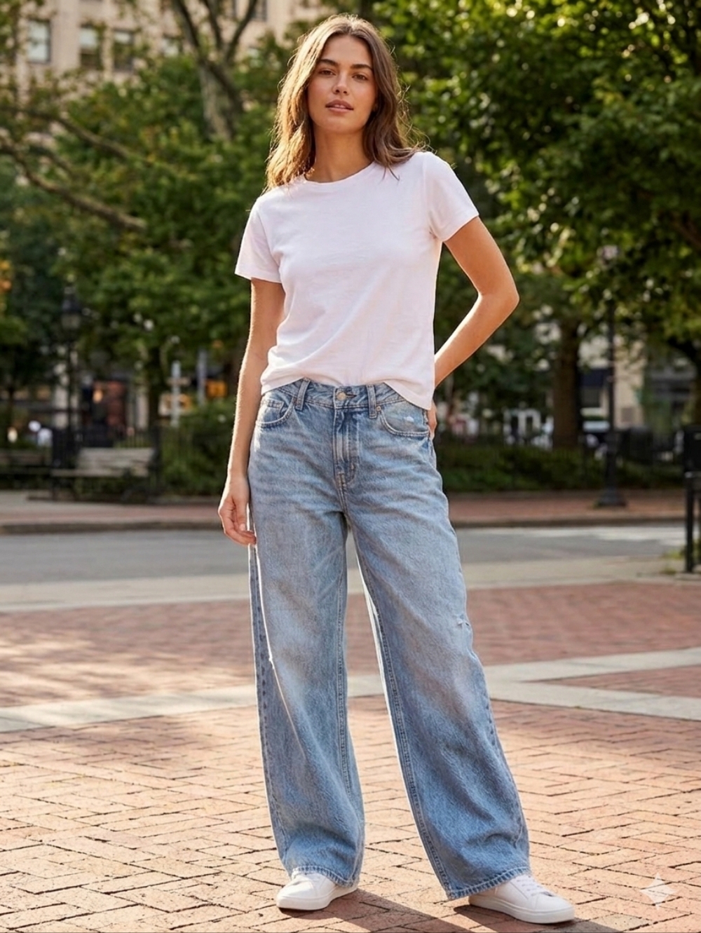 Women's Light Blue Wide Leg Jeans